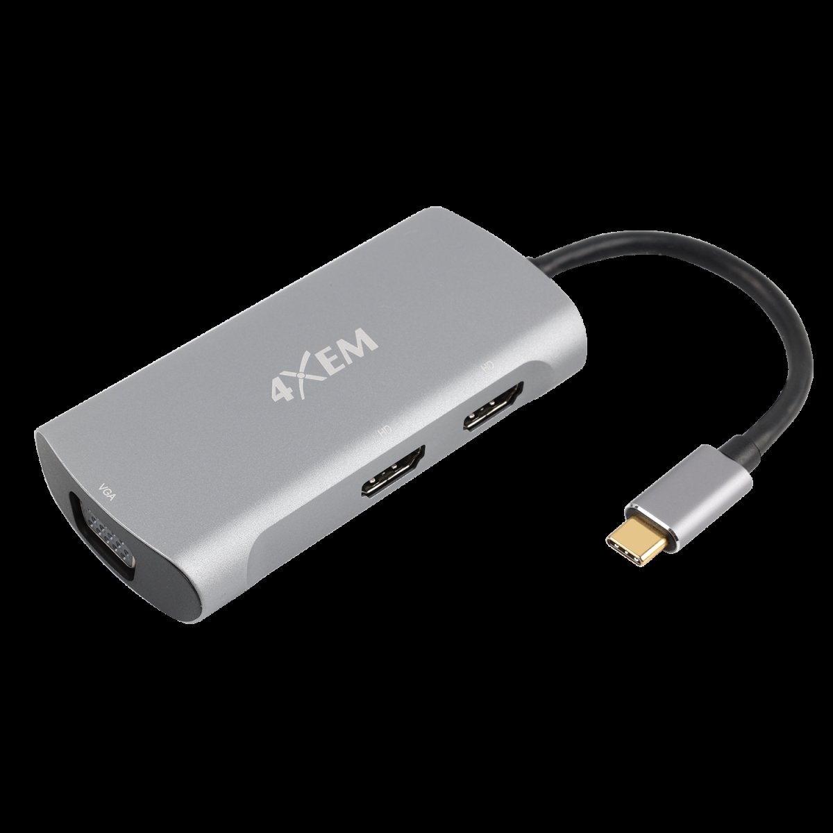 Picture of 4xem 4XMST13 3 Port USB-C to HDMI MST Hub - 4K 30HZ Aluminum-Shell&#44; Gray