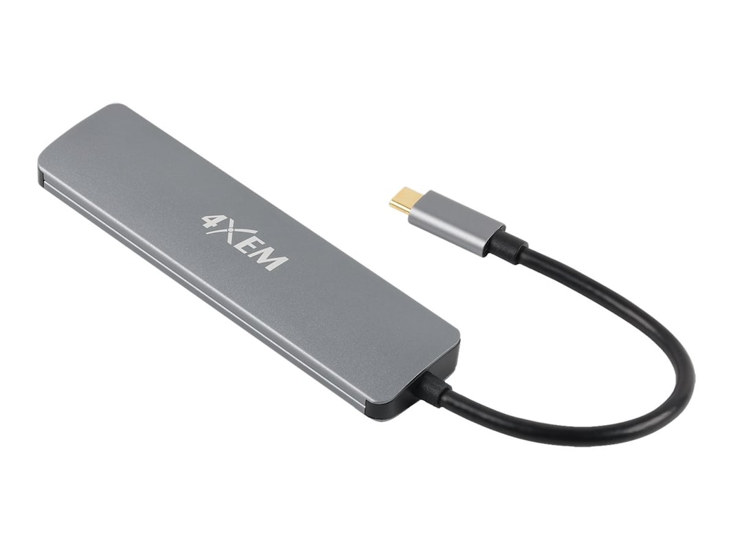 Picture of 4xem 4XHB03 6-in-1 Out Type C HDMI 2XUSB3.0 TF Plus SD&#44; PD Charge 4K & 30HZ PlusD 100W Docking Station&#44; Gray