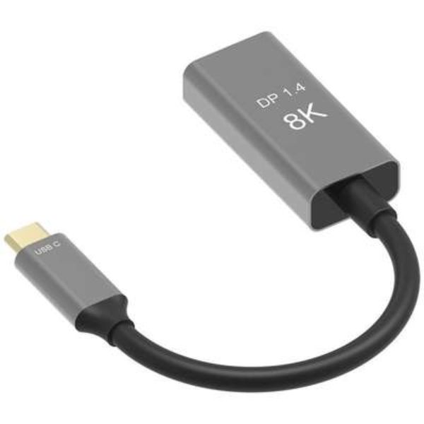Picture of 4xem 4XTPC029BA 8 in. USB Type C to Displayport Female Adapter with 8K 60HZ & 4K 144HZ&#44; Black