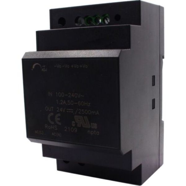 Picture of Brainboxes PW-245 60W Single Output Industrial Din Rail Moungtable Power Supply