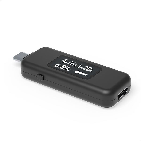 USBC-VAMETER3 USB C Power Meter Tester, Black -  Plugable