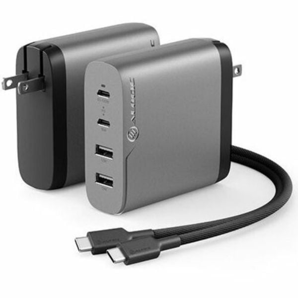 Picture of Alogic WCG4X100SGR-US 100W GaN Rapid Power Adapter Charger, Space Grey