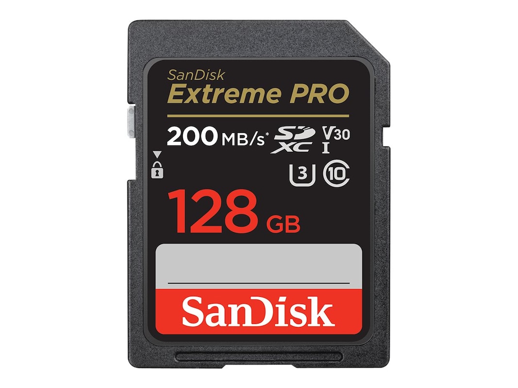 128GB Extreme PRO UHS-I U3 SDXC Class 10 Memory Card, Black, Gray & Red