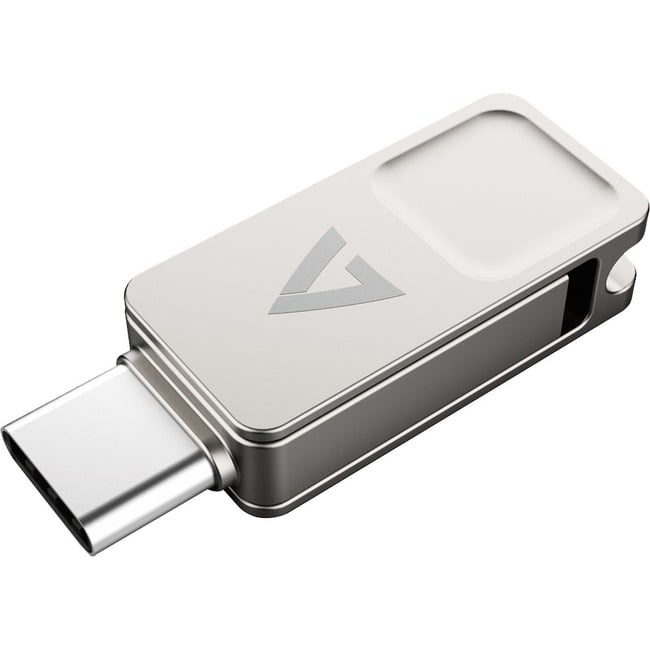 Picture of V7 Memory VF3128GTC V7 USB A Flash Drive with Type-C 128GB USB 3.2 GEN1, Silver