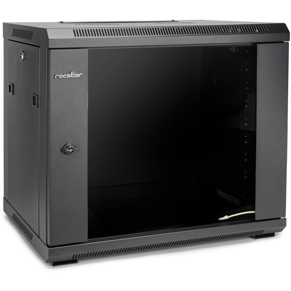 Y10E002-B1 9U Solid Rack Wall Mount Rack Enclosure with Tempered Glass Window, Black
