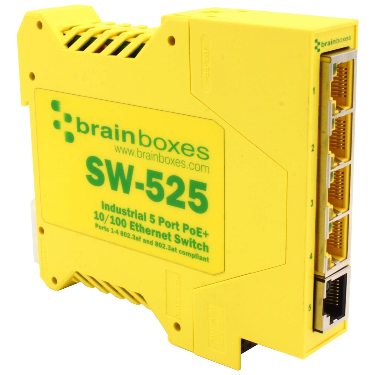 Picture of Brainboxes SW-525 Industrial -40F to Plus 158F 5 Port PoE 10-100 Fast Ethernet Switch