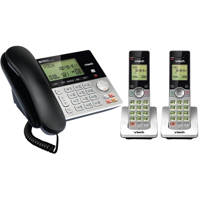 CS6949-2 DECT 6.0 Expandable Cordless Phone with Answering System & Caller ID, 2 Handsets, Silver & Black