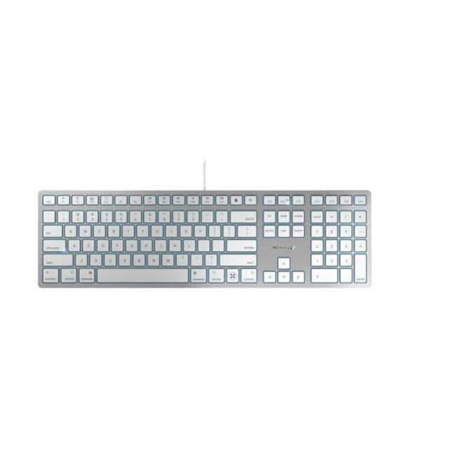 Picture of Cherry Desktop JK-1620US-1 USB-C Ultra Flat Keyboard with Mac Layout - Silver & White