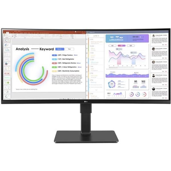 Picture of LG 34BQ77QB-B 34 in. Ultrawide Webcam UW-QHD Curved Screen LED Monitor - 21-9 - Textured Black - In-plane Switching Technology - Edge LED Backlight