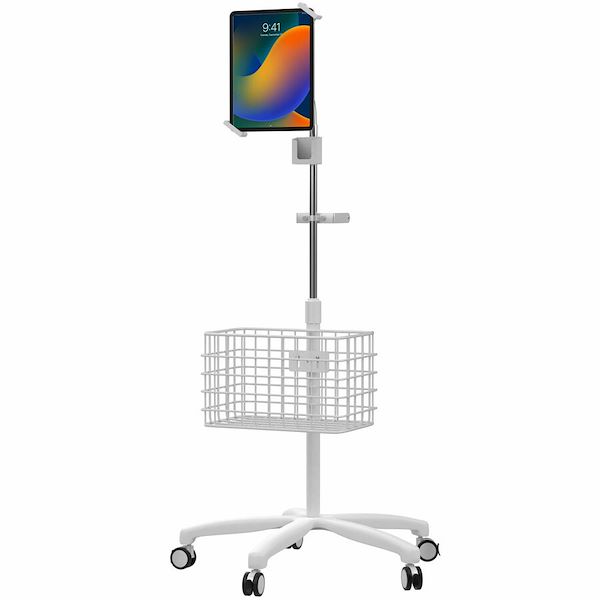 Picture of CTA Digital PAD-SHFSWAO White Heavy-Duty Security Medical Mobile Floor Stand & Accessories for 7-13 in. Tablets