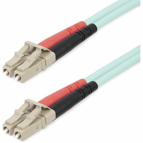 LC & UPC OM4 Multimode Fiber Optic Cable, Aqua