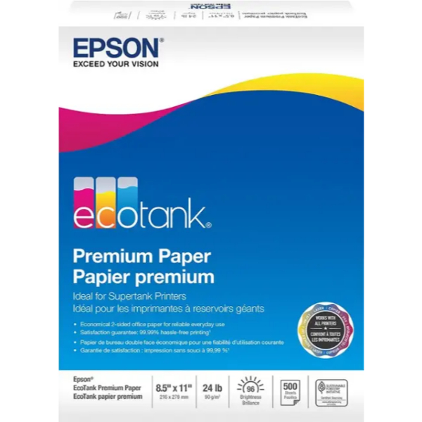 Epson S041586-ET 8.5 x 11 in. Eco Tank Colored Paper, White