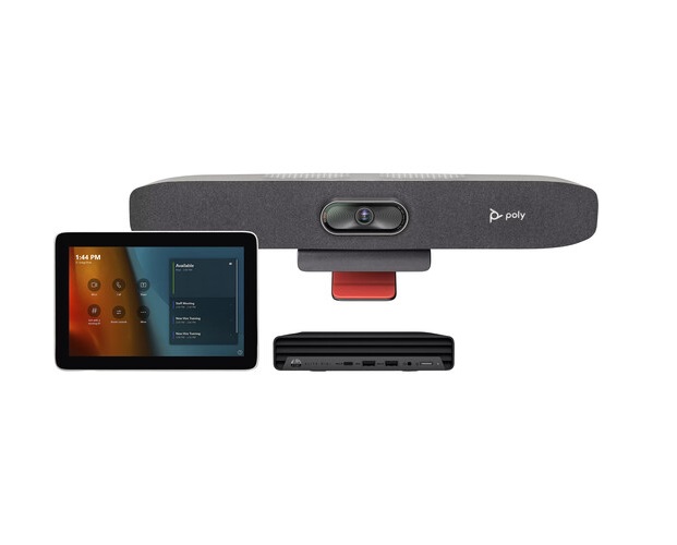 Picture of HP 9D9R4AA Small Room Kit for Microsoft Teams Rooms with Mini Conferencing PC&#44; Studio R30 USB Video Bar & GC8 Controller 9C428AW-ABA