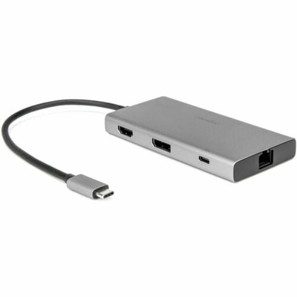 Picture of Rocstor Y10P029-S1 Premium USB-C Dual Display Portable Dock Multiport Adapter for Monitor - Tablet - Desktop PC - Notebook - Charging Capability - USB Type C - 2 Displays Supported&#44; Aluminum Silver