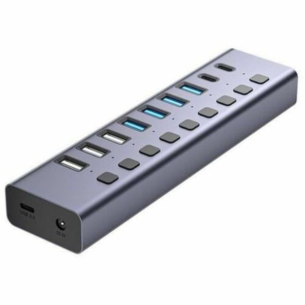 Picture of 4XEM 4XHBC006 3.1 4XUSBA 3XUSBA 10-Port USB 3.0 Hub with Gigabit Ethernet - USB Type C - 640 MBs - Keyboard - Mouse - Printer - Hard Drive - Notebook - Desktop - Smartphone - Tablet