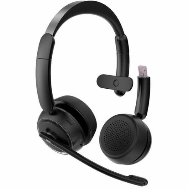 Picture of 4XEM 4XWLHSM109 32.8 ft. Bluetooth Wireless Office Interchangeable Single & Dual Speaker Headset - Stereo - 20 Hz to 20 kHz - Over-the-Ear - Over-the-Head - Binaural&#44; Black