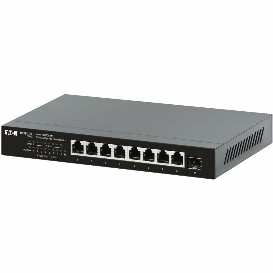 Tripp Lite Series 8-Port 2.5 Gbps Desktop Gigabit Ethernet Unmanaged Switch with PoE Plus Pass-Through, 100W, Metal Enclosure, TAA
