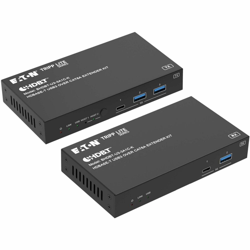 BHDBT-U3-3A1C-K Dual Switching 7 Ports POC USB Extender - 100 m Extended Range, Black