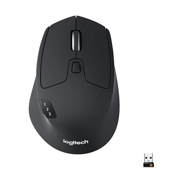 910-006036 M720 Wireless Triathlon Mouse with Bluetooth for PC with Hyper-Fast Scrolling & USB Unifying Receiver for Computer & Laptop - Black