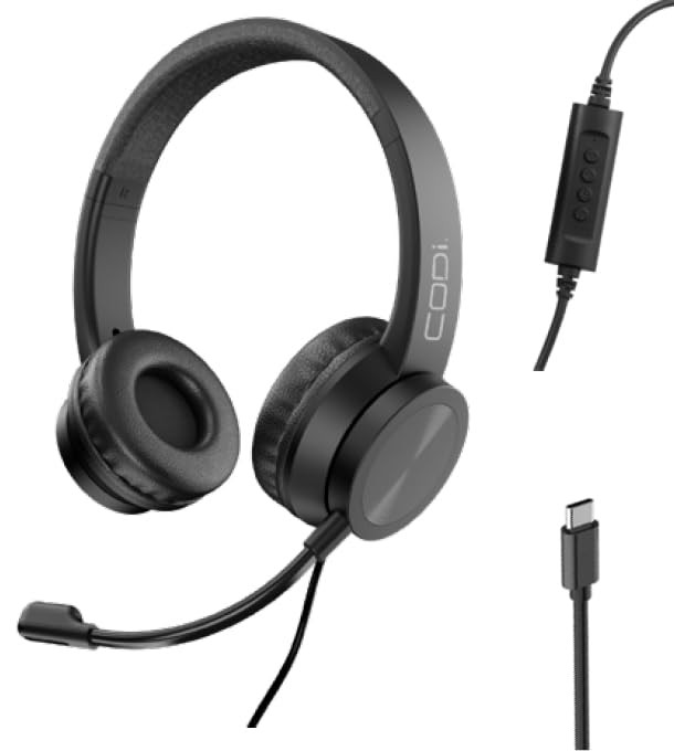 A04503 Voice-Isolating USB-C Headset with Boom Microphone, Black