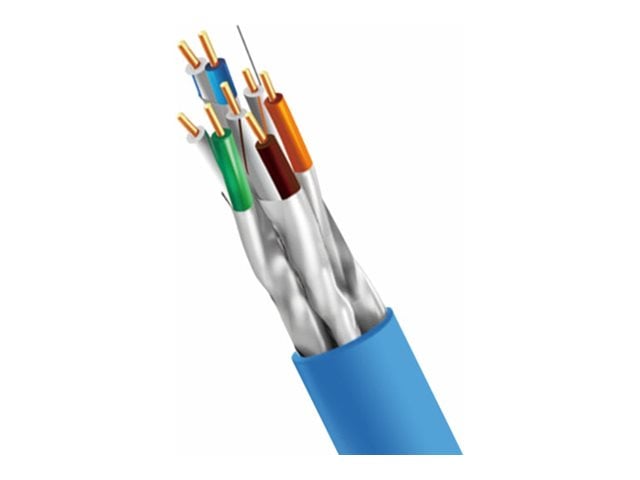 4XCAT6A1000RBL CAT6A 4-Pair UTP Pure Copper Riser Solid Core Network Bulk Cable, Blue
