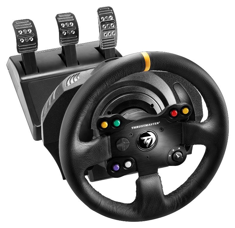 Picture of Guillemot 4469021 Tx Rw Leather Edition Racing Wheel with T3Pa 3 Pedal Set