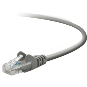 485963 20 ft. Cat5e Patch Cable UTP PVC Jacket 24AWG T568b 50 Micron Gold Plat, Gray