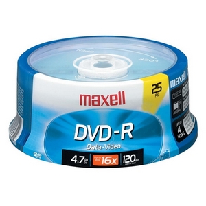Picture of Maxell K09685 4.7 GB DVD Recordable Media, Pack of 25