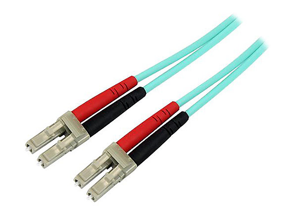 1m Aqua OM4 Duplex Multimode Fiber Optic Cable