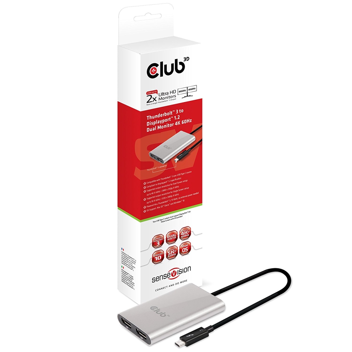 Picture of Club 3D CSV-1577 SenseVision Thunderbolt 3 to Dual Displayport 1.2 Adapter