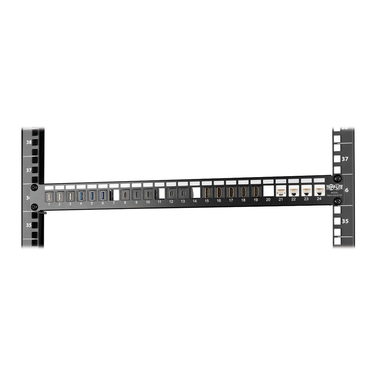 24 Port Shielded Blank Patch Panel RJ45 USB HDMI Cat5 & 6 1URM TAA
