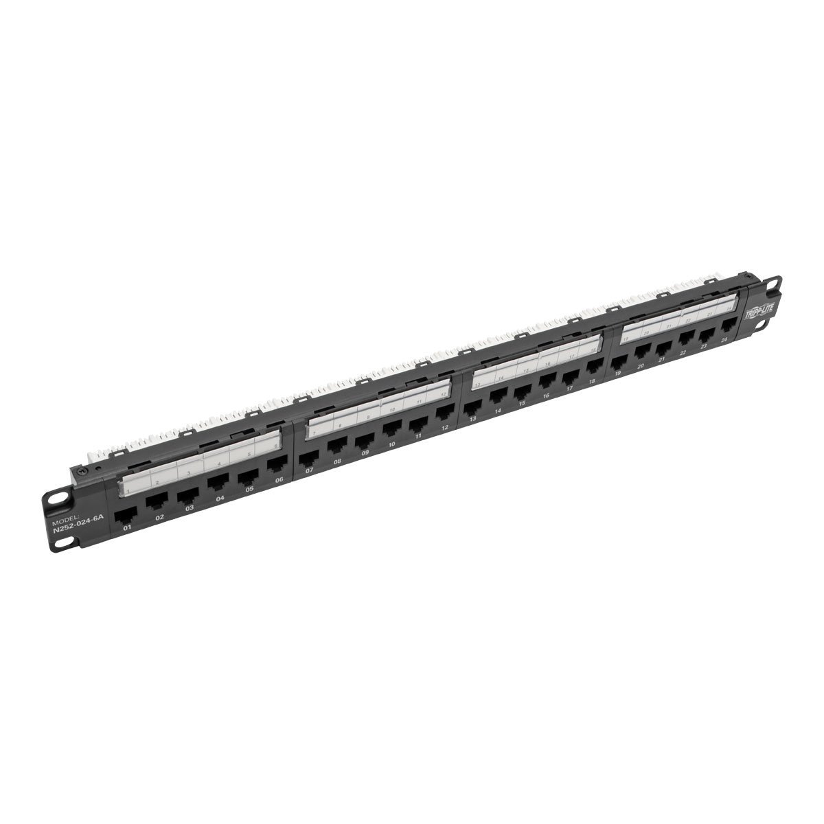 Tripp Lite N252-024-6A 24-Port Cat6a Cat6 Cat5e Patch Panel 110 Punchdown with Cable Management Bar RJ45 1URM TAA