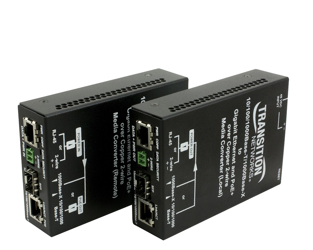 EO2PD4052-111 10-100-1000Base-T RJ-45 & 100-1000Base-X Open SFP Combo Port 2 Wire Remote Unit