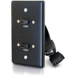 Picture of C2G 39879 Single Gang Wall Plate Dual HDMI Pigtails, Black