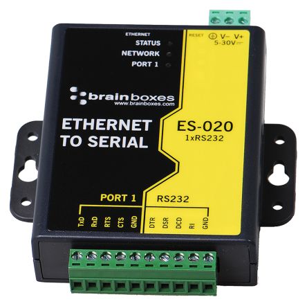 Picture of Brainboxes ES-020 Ethernet 1 Port RS232 10xScrew Terminals