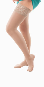 Picture of Gabrialla G H-80 S B 23-30 mmHg Compression Sheer Thigh Highs&#44; Beige - Small