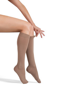 Picture of Gabrialla G H-304 L B 25-35 mmHg Compression Microfiber Knee Highs&#44; Beige - Large
