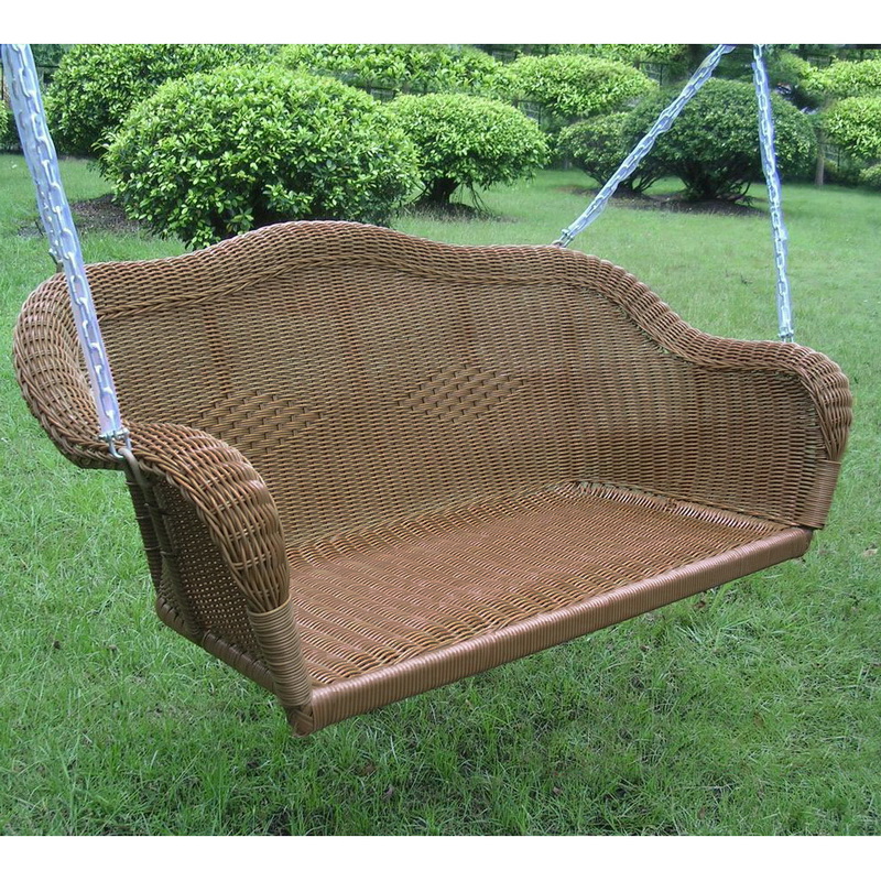 Picture of International Caravan 3183-MO Resin Wicker Hanging Loveseat Swing&#44; Mocha