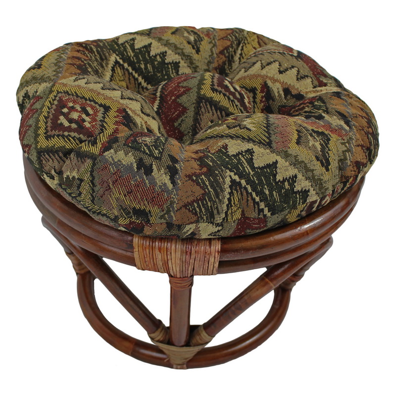 Picture of International Caravan 3301-TP-54 Rattan Footstool with Tapestry Cushion&#44; San Carlos