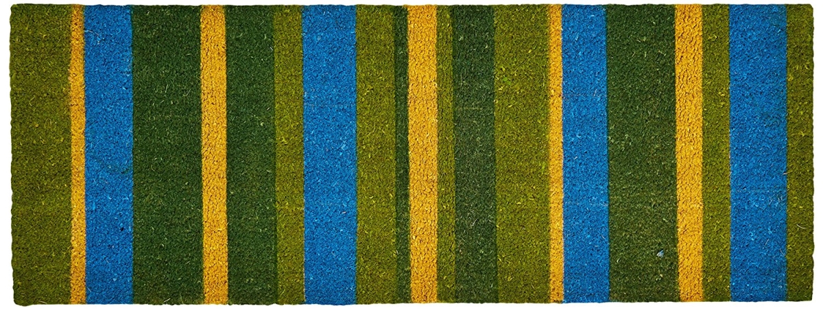 Imports Decor  Backed Coir Doormat, Green Stripes