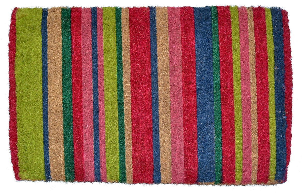 Imports Decor  Stripe Printed Coir Door Mat, Multicolor