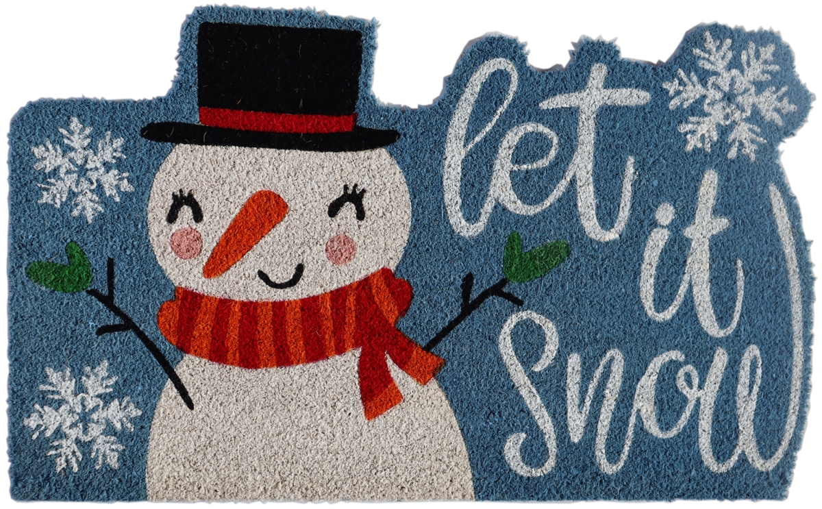 Imports Decor 588PVC 30 x 18 x 0.5 in. Let It Snow Mat - Blue, White & Red