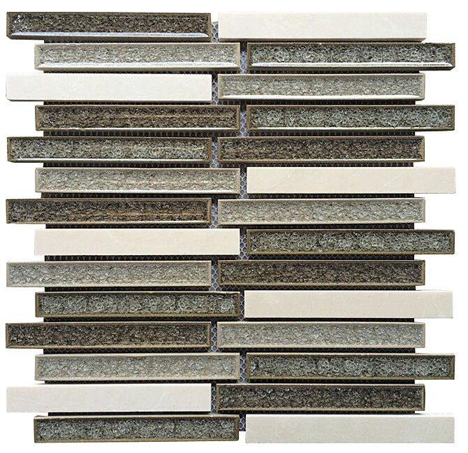 0.75 x 6 in. Ceramic & Stone Linear Mosaic Blend - Grey