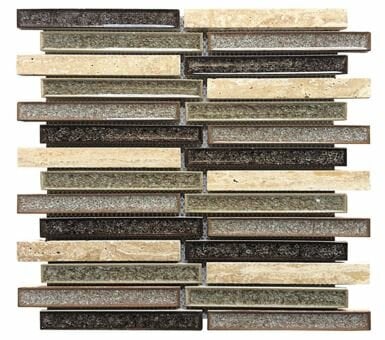 CT001-B 0.75 x 6 in. Ceramic & Stone Linear Mosaic Blend - Tan