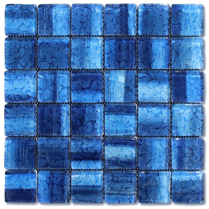 2 x 2 in. Pebble Reflection Glass Square Mosaic Blend - Blue