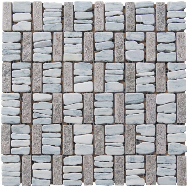Wavy Pattern Natural Stone Mosaic Blend - Darker Center