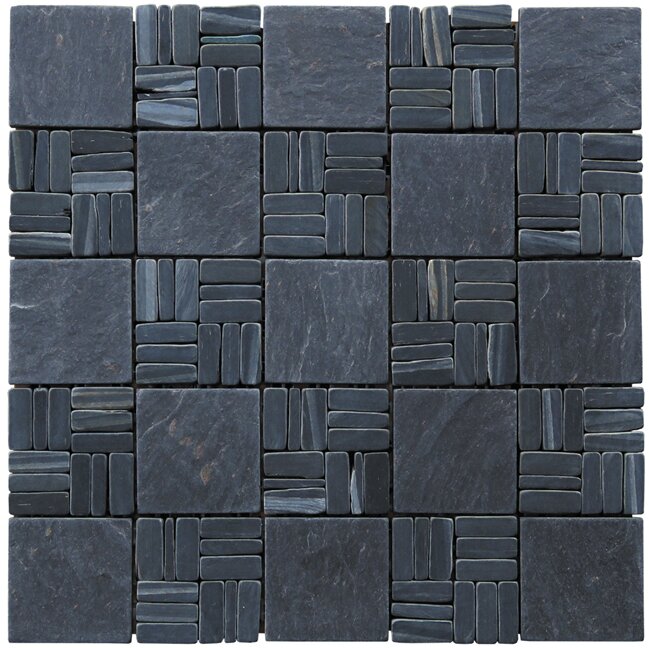 LS010-S 2 x 2 in. Alternate Pattern Mosaic - Black Slate