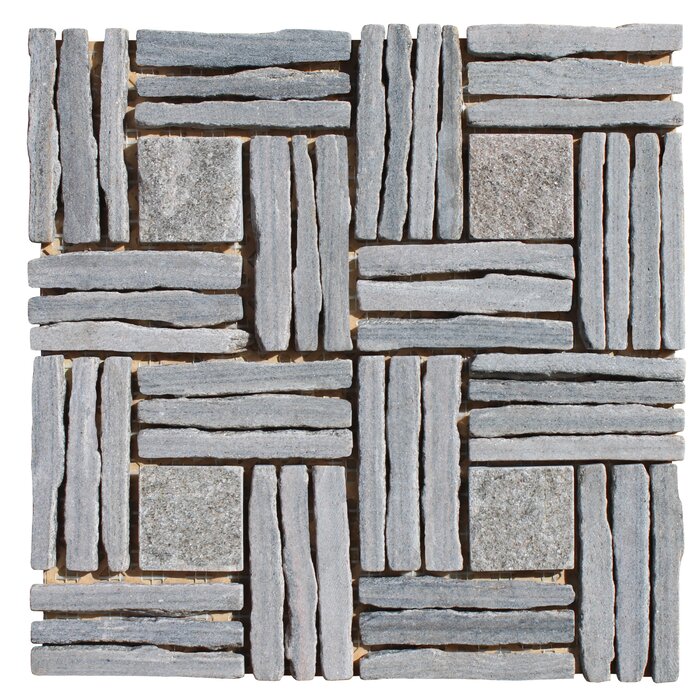 Quartzite Basketweave Interlocked linear Mosaic - Green