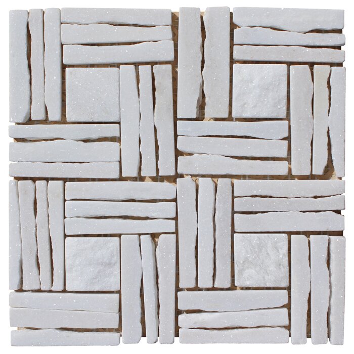 Quartzite Basketweave Interlocked linear Mosaic - Whitle