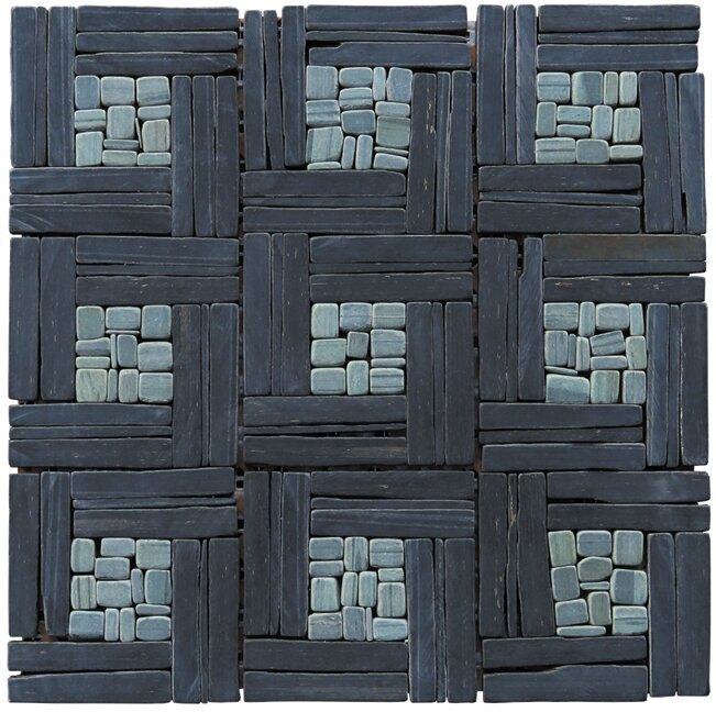 LS012-S Basketweave Pattern Mosaic Blend - Black Slate